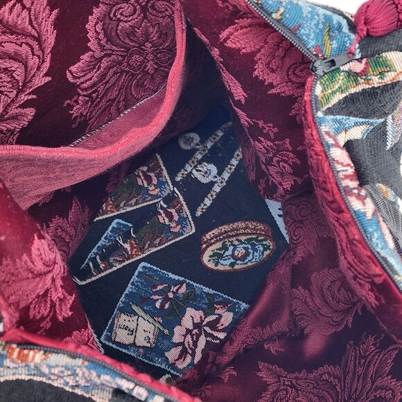 Handmade Cupid Love Tapestry Black Large Weekender Tote Bag - Picture 7 of 13